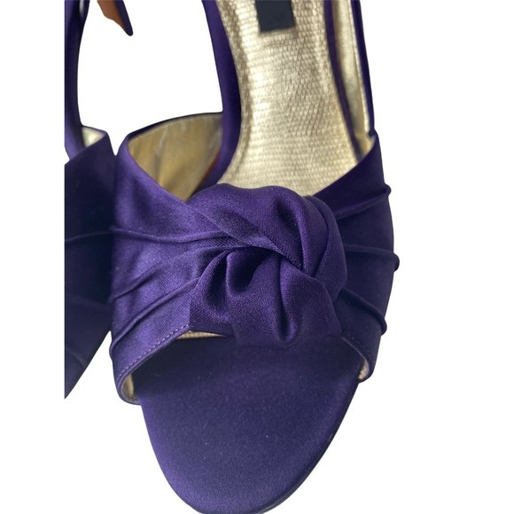 NINA D'Orsay Purple Satin Peep Toe Heels Size 8.5 - Picture 6 of 13